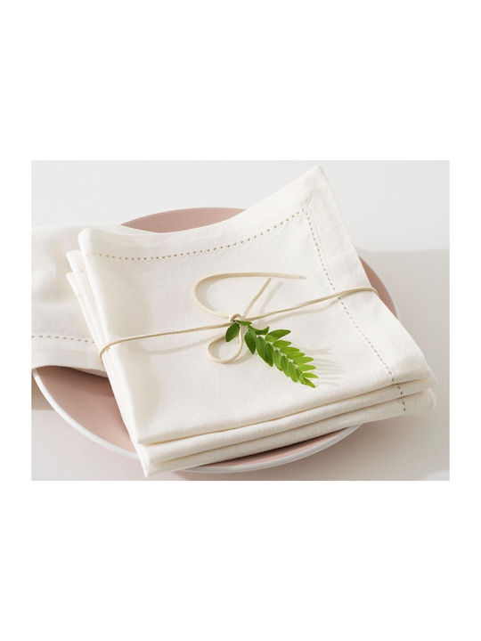 Atmosphera Napkin Cotton Set 4pcs Chambray White 40x40cm
