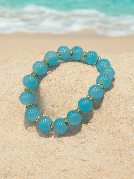 Elastic Cut Glass Turquoise Bead Bracelet