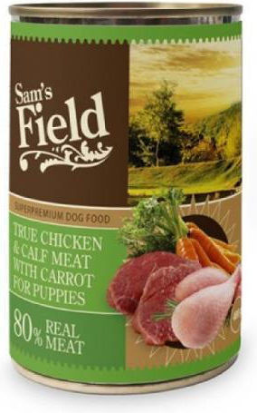 Sam's Field Nassfutter für Welpen in Dose mit Huhn und Kalb 400gr