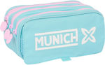 Munich Fabric Blue Pencil Case with 2 Compartments