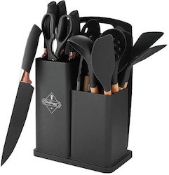 Cheffinger Cooking Utensil Set with Base Black