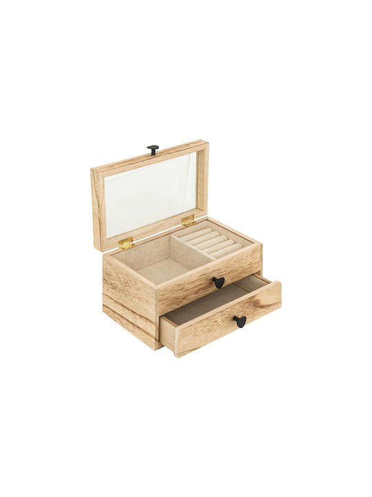 Plastona Jewellery Box Wooden with Drawer 19.7x11.5x12.6cm