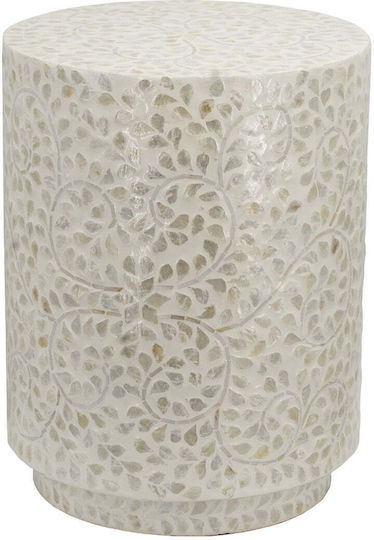 Round Side Table Capiz Wooden Beige L35xW35xH45cm.