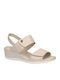 Leather Women's Flat Sandals Anatomic in Beige Color