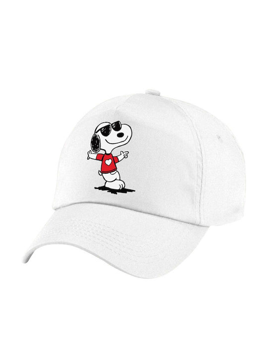 Koupakoupa Kids' Hat Jockey Fabric Snoopy Καρδούλα White