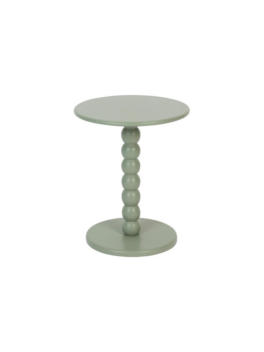 Round Side Table Chamlo made of Solid Wood Green L38xW38xH46.5cm