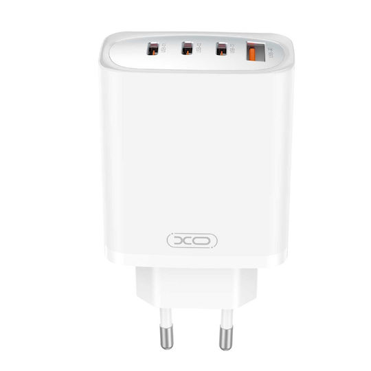 XO Φορτιστής Χωρίς Καλώδιο με Θύρα USB-A και 3 Θύρες USB-C 65W Power Delivery Λευκός (CE23)