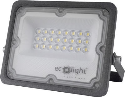 Eco Light Στεγανός Προβολέας LED 30W Ψυχρό Λευκό 6500K με Αισθητήρα Κίνησης IP65