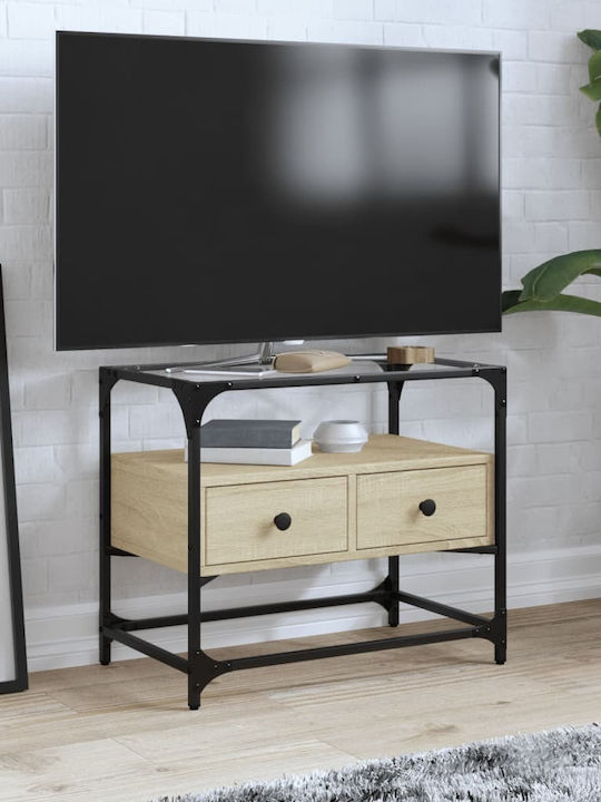 TV Stand Made of Metal and Brown Wood M60xD35xH51cm