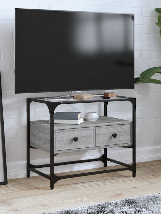TV Stand from Metal and Wood Gray M60xD35xH51cm