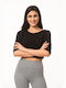 Dress Up Women's Crop Top with V Neckline Black