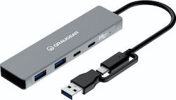 Graugear USB Hub 4 Θυρών (USB-A / USB-C) G-HUB2C2A-10G