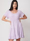 Mini Evening Dress with Ruffles Lilac