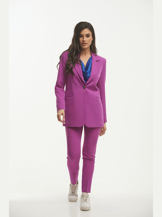 Kannelis Women's Purple Set with Trousers in Regular Fit