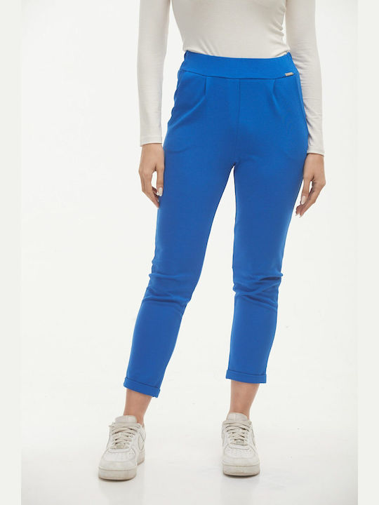Secret Fashion Γυναικείο Υφασμάτινο Παντελόνι με Λάστιχο Μπλε