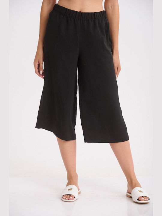 Boutique Women's Fabric Trousers with Elastic Black