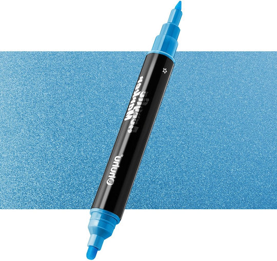 Ohuhu Acrylic Metallic Blue M704 Μαρκαδόρος Ζωγραφικής 2mm με Διπλή Μύτη