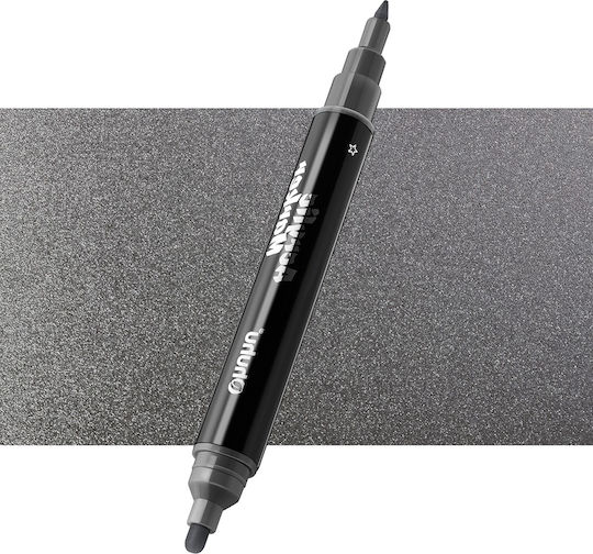 Ohuhu Acrylic Metallic Grey M706 Μαρκαδόρος Ζωγραφικής 2mm με Διπλή Μύτη
