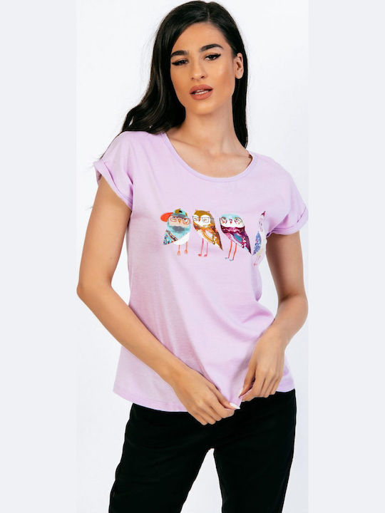 Secret Fashion Дамска Памучна Лилава Блуза