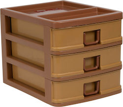 Viosarp Plastic Desktop Drawer 3 Positions 18x20x25cm Brown