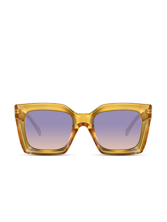 Solo-Solis Women's Sunglasses with Yellow Plastic Frame and Purple Gradient Lens NDL6084