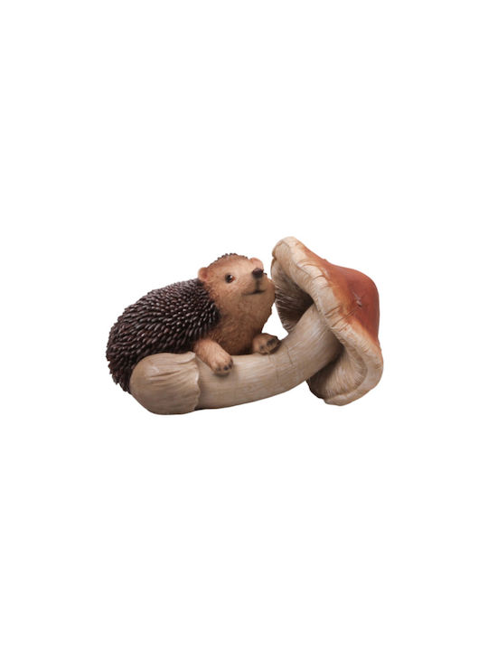 Decorative Hedgehog Polyresin in next to mushroom 16x9x10cm 1pcs