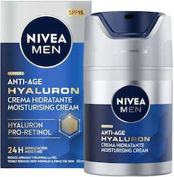 Nivea Active Age Vârsta activă 24h Hidratantă Bărbați Cremă Pentru Față cu SPF15 cu Acid Hialuronic 50ml