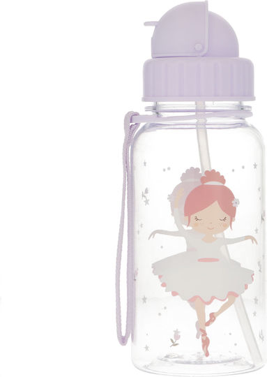 Tutete Ballet Plastic Kids Water Bottle with Straw 500ml (Various Designs or Colors)
