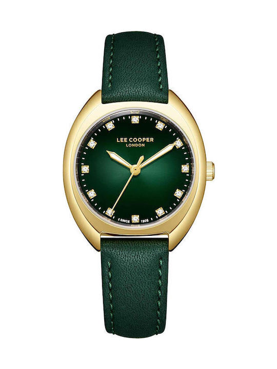 Lee Cooper Γυναικείο Ρολόι 27mm Μπαταρίας με Πράσινο Δερμάτινο Λουράκι