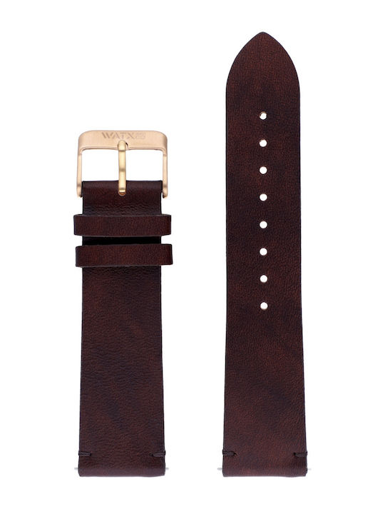 WATX & CO Δερμάτινο Λουράκι Καφέ 44mm