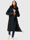 Marikoo Women's Long Puffer Jacket for Winter with Hood Black