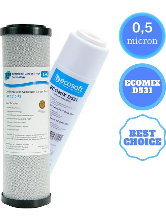 Pure Countertop and Under Sink Water Filter Replacement made of Activated Carbon 10" LRC 2510-P5 0.5 μm 2pcs
