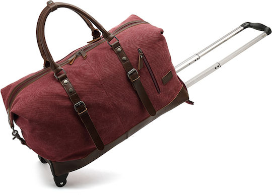 Quasar Duffle Sack Voyage 55lt Burgundy with Wheels Fabric L57xW25xH39cm