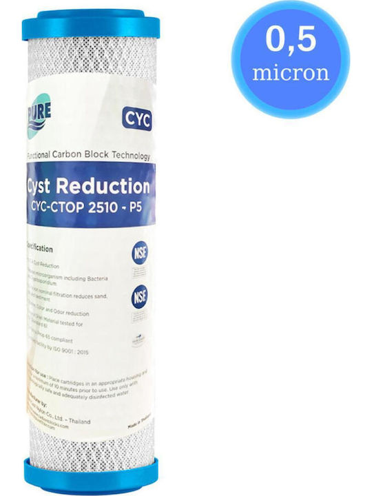 Pure Countertop and Under Sink Water Filter Replacement made of Activated Carbon 10" CYC-CTOP 2510-P5 0.5 μm