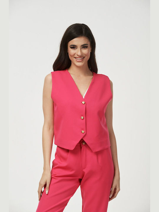 Ecstasy Women's Vest with Buttons Fuchsia