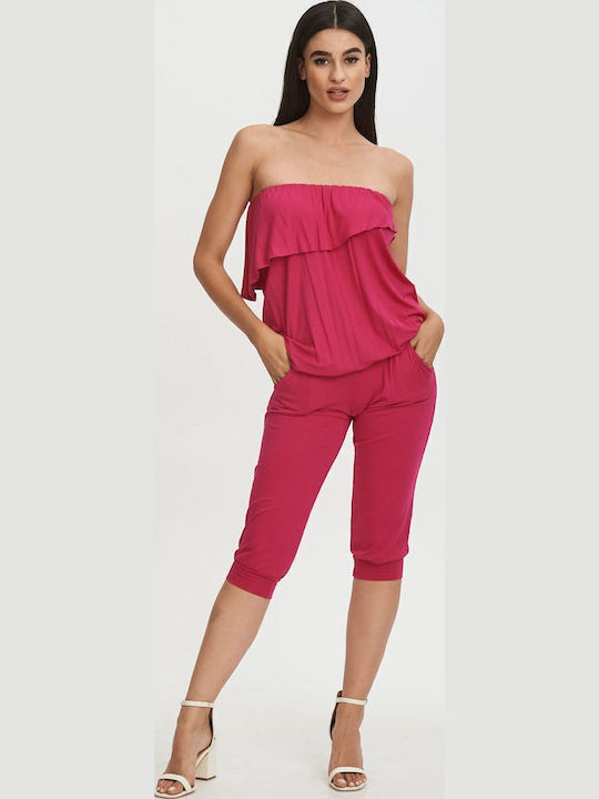 Damen Trägerlos Einteiler Anzug Pink
