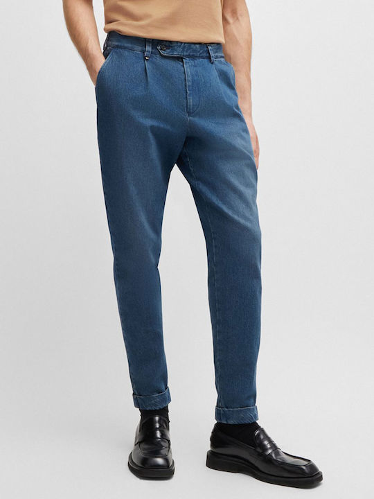 Hugo Boss Men's Trousers in Tapered Line Blue