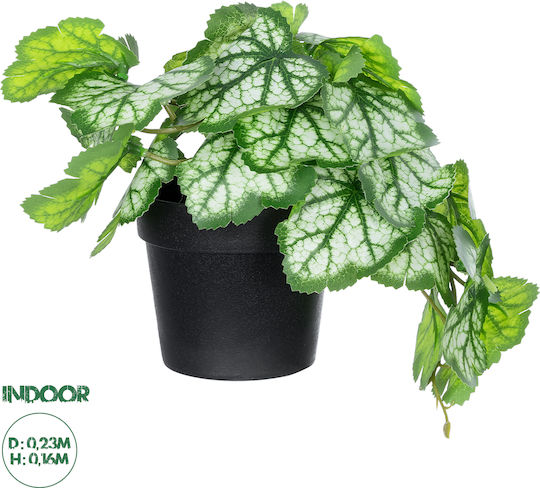 Globostar Künstliche Garten Weiße Begonie Pflanze 20947 Dekorative Pflanze Weiße Begonie Φ23 X Υ16cm