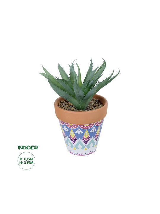 Globostar Artificial Garden Succulent Aloe Potted Plant 21053 Decorative Plant Aloe D15 X H19cm