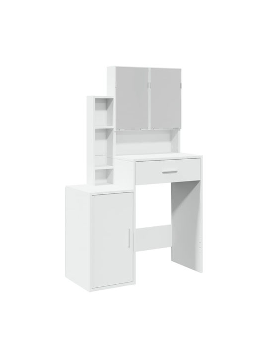 Wooden Makeup Dressing Table White with Mirror 80x35x132cm