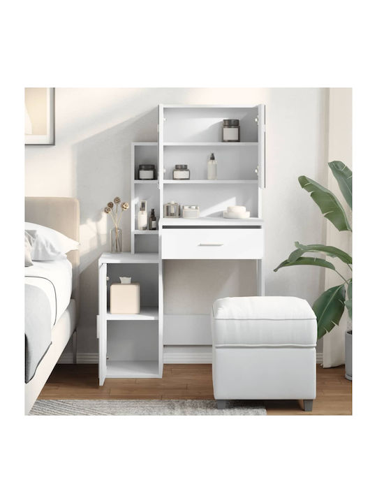 Schminktisch Hölzern White mit Spiegel 80x35x132cm