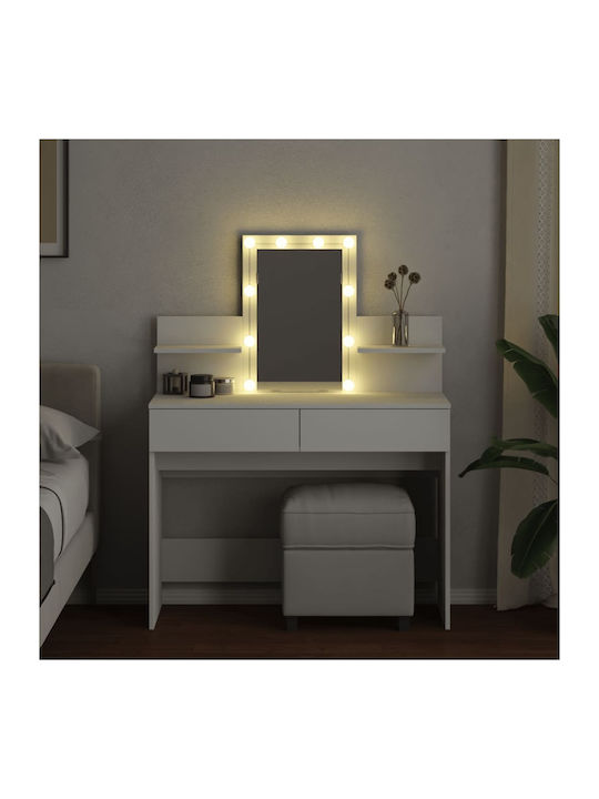 Schminktisch Hölzern White mit Spiegel 100x40x130cm