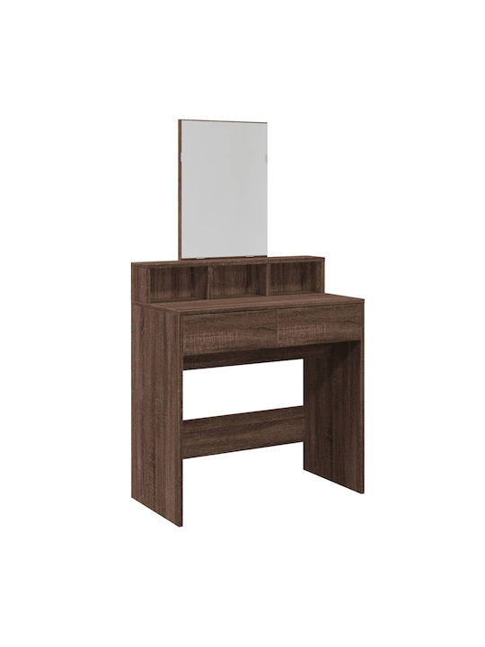 Wooden Makeup Dressing Table Brown Oak with Mirror 80x41x144.5cm