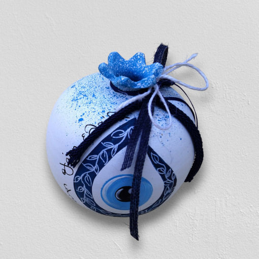 Artifact Handmade Tabletop Lucky Charm Pomegranate Light Blue Ceramic 12x12cm 1pcs