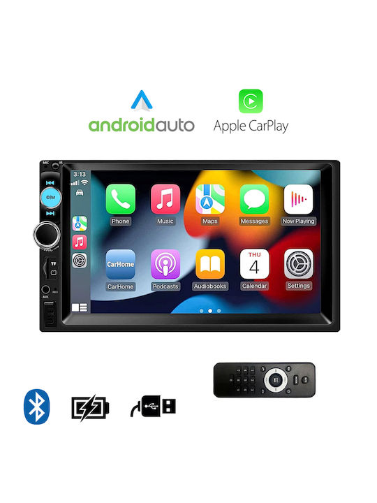 Car Audio System 2DIN (Bluetooth/USB/AUX/WiFi/GPS/Apple-Carplay/Android-Auto) with Touch Screen 7"