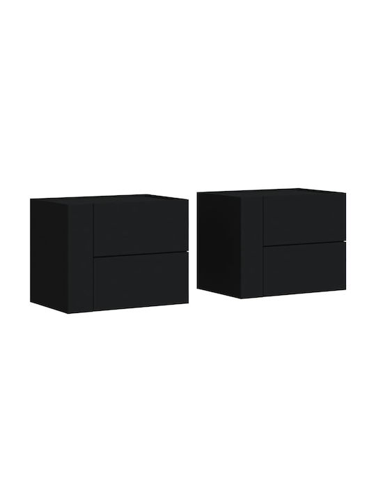 Noptiere Lemnoase Negre 2buc 45x30x35cm