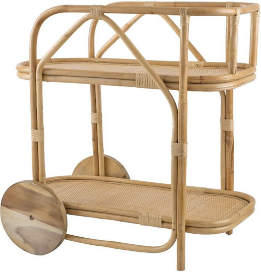Masă Laterală Ovală Rattan din Bambus Natural L77,5xL46,7xÎ76,2cm