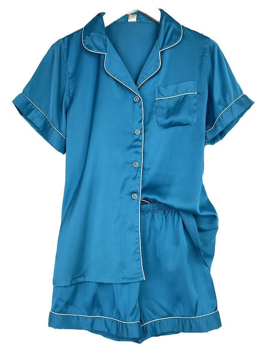 Cootaiya Summer Women's Pyjama Set Satin TIRQUAZ