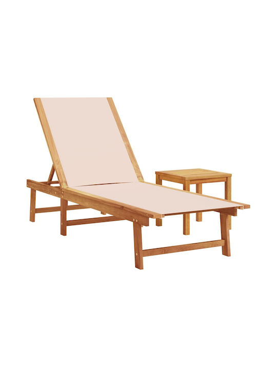 Liegestuhl Hölzernes mit Kissen Beige 170x66x33...