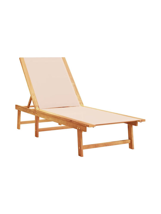 Liegestuhl Hölzernes mit Kissen Beige 170x66x33...